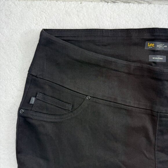 Lee Plus Pull On Jeans Skinny Leg Stretch Mid Rise Black Size 22W Petite NWT - Picture 3 of 11